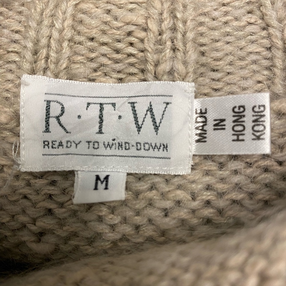 Vintage Patchwork Cable Knit Sweater Wool Cotton Blend Retro Size Medium - Picture 10 of 13